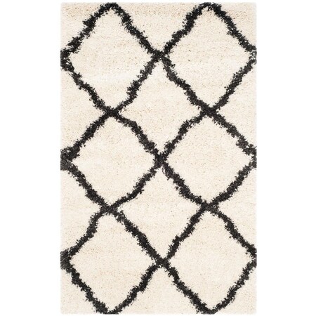 Safavieh Belize Shag Power Loomed Rectangle RugIvory & Charcoal 3 x 5 ft. SGB489B-3